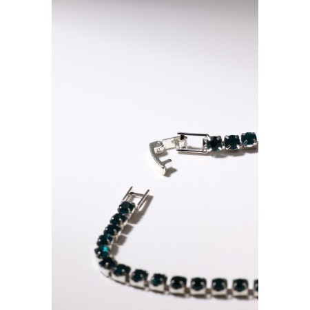 Bracelet with rhinestones "shining" a thin thread, sea color in silver, 18 cm-2
