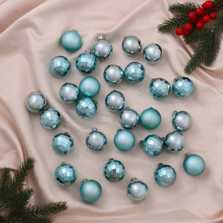 Set of balls plastic D-4 cm, 30 pcs "disco assorted" green
