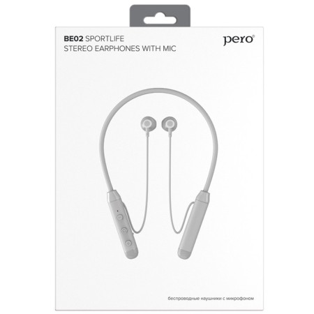 Headphones Pero Be02 Sportlife, wireless, BT 5.1, microphone, 150 mAh, up to 14 hours, gray-3