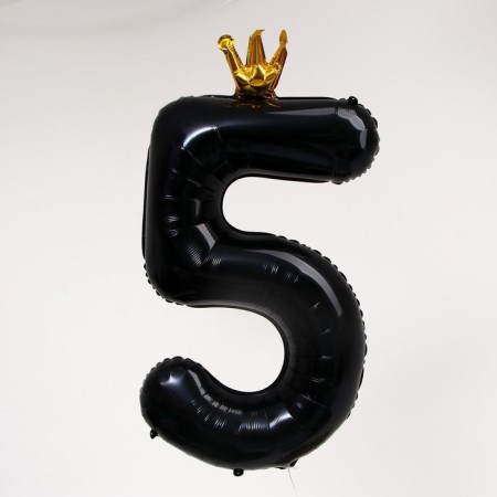 Foil ball 40 "" Number 5 with the crown ", the color is black-1
