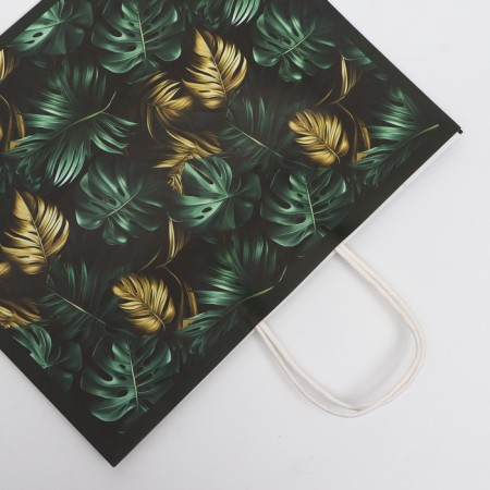 Package gift craft "gold leaves" 31.5 x 25 x 11.5 cm, 120 g/m²-2