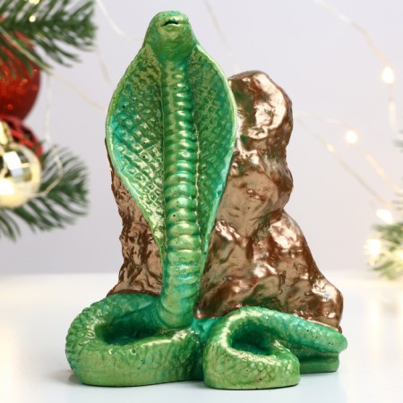 Figure "Snake of Crystalist" Saladovaya-Bronza, 10x8cm-1