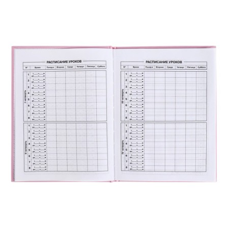 School diary for grades 1-11, "pink", covered paper cover, solid binding cardboard 7BC, matte lamination, universal cheat sheet, 48 sheets, block 65g/m2-5