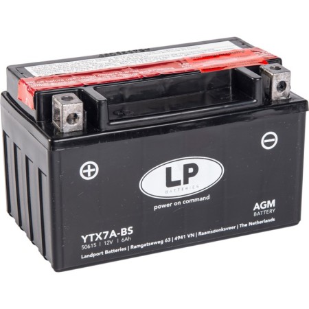 Battery LandPort YTX7A -BS, 12 V, 6 Ah, Direct (+ -)