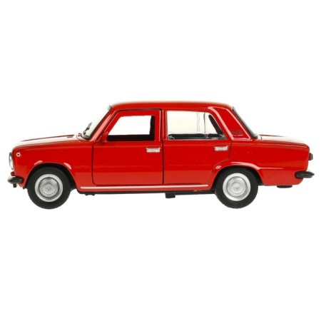 Metal machine "VAZ -2101", retro - model "Kopeika", doors, trunk, inertia, 12 cm, red are opened-2