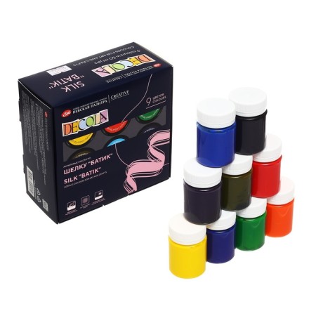 Paint on fabric (silk), a set of 9 colors x 50 ml, ZHK decla "batik" Acrylic on water -based (4441449)-3