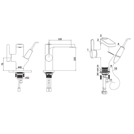 Bronze de Luxe 10188 mixer, with an irrigator, chrome-2