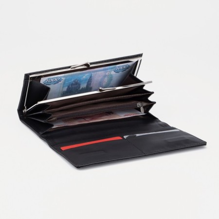 Women's wallet on magnets, black color-3
