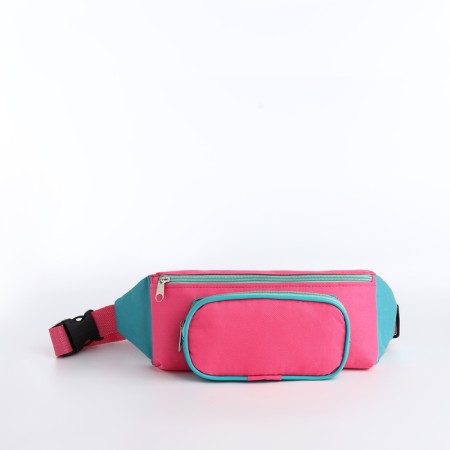 Lightning waist bag, outer pocket, pink/turquoise color-1