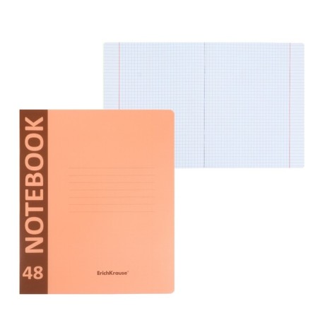 Notebook A5+, 48 sheets in the Erichkrause "Neon" cell, plastic cover texture "Sand", OFSET BOLK, 100%whiteness, Orange-4