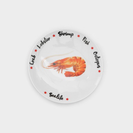 Set of porcelain plates for Sealife pizza, 7 objects, Mix drawing-6