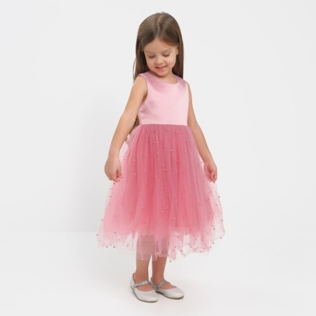 Children's dress with beads kaftan p. 30 (98-104 cm), pink