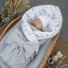 Одеяло-конверт на выписку KinDerLitto «Муслин №3», с бантом на резинке, 90х90 см, цвет серый