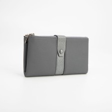 Women's wallet on the button, gray color