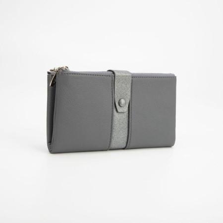 Women's wallet on the button, gray color