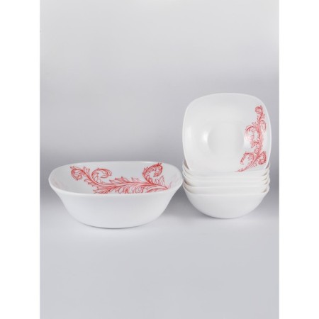 Set of square salad bowls OLAFF "Red Stem", 7 items