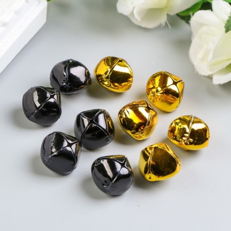 Set of decor for creativity "Bells gold and black" d = 1.8 cm set 10 pcs