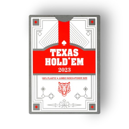 Plastic Plastic Cards "Texas Hold`em", 30 μm, 8.8 x 6.3 cm, red shirt-1
