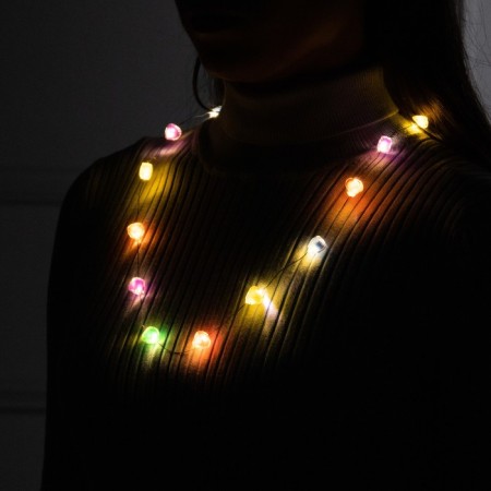 LED beads "Hearts", 80 cm, LED (1608) -16-4.6V, AG13X3 (in set), 3 dir, glow warm white-6