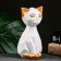 Piggy bank "Geometric cat" white/gold, 19cm