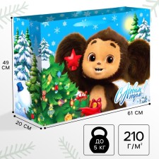 New Year. Gift package, 61x46x20 cm, packaging, Cheburashka