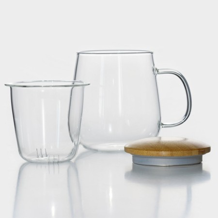 Glass mug for brewing with glass sieve "Eco", 500 ml-1