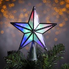 LED top for the Christmas tree “Silver Star” 16 cm, 10 LED, wire 2 meters, 220 V, glow of multi