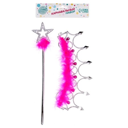 Carnival set of "Little Princess", 2 items: rod, crown on the elastic band-1