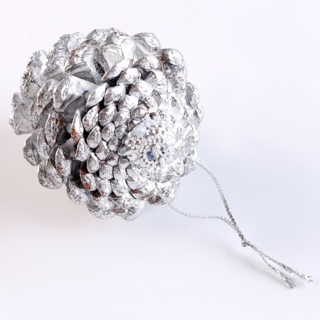 A set of decorative cones, 6 pcs., In silver color, 17.5 × 11.5 × 6 cm-3