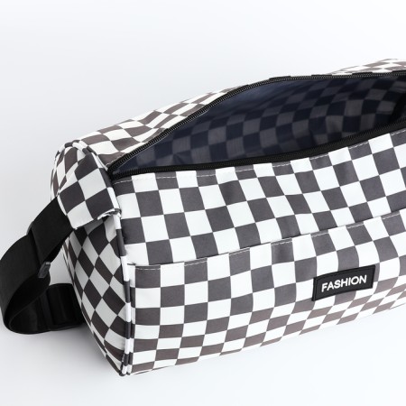 Sports bag with lightning, long belt, white/gray color-2