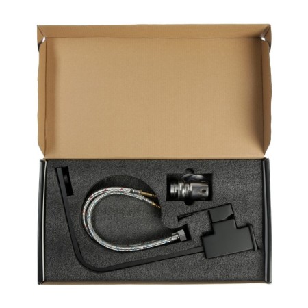 Zein ZF1 kitchen mixer, square, 35 mm cartridge, stainless steel, black-11