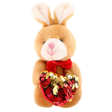 Soft toy "Bunny with heart", sequins, on the suspension
