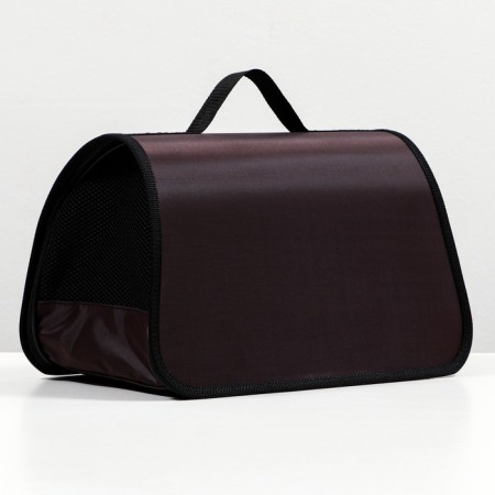 Bag-carrier for animals is hard without belt No. 2, 40x21x25 cm, nylon, brown