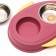 Metal dual bowl on a plastic base 2 x 160 ml, 35 x 23.5 x 5 cm, pink