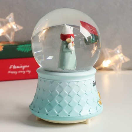 Souvenir Polystone Water Ball Light, Music "Bear and Girl" MIX 12x8x8 cm-3