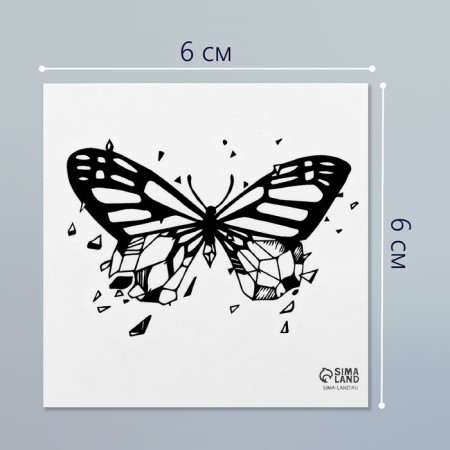 Tattoo on the body Black "Butterfly with Shards" 6x6 cm-1