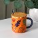 Ceramic mug with a spoon "Herbarium", 350 ml