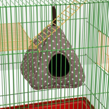 House "Vigva" for rodents, 17*17*17 cm, calico, fleece, gray-5