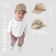 Baby cap for a girl with a grid, beige color, rn 54