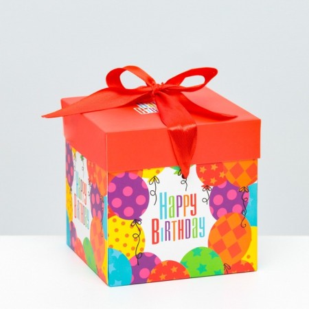 Self -assembly box "Happy Birthday" red 10x10x10 cm