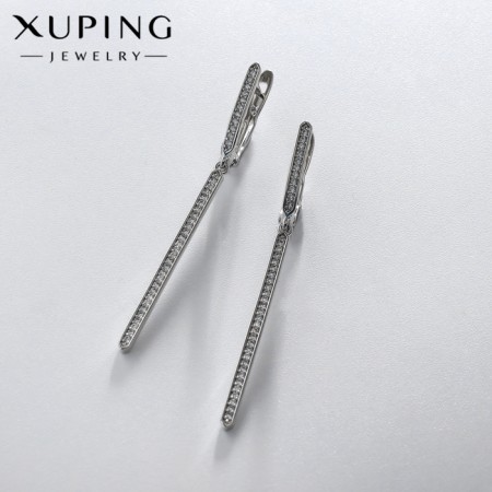Earrings with rhinestones Xuping pride, white color in silver