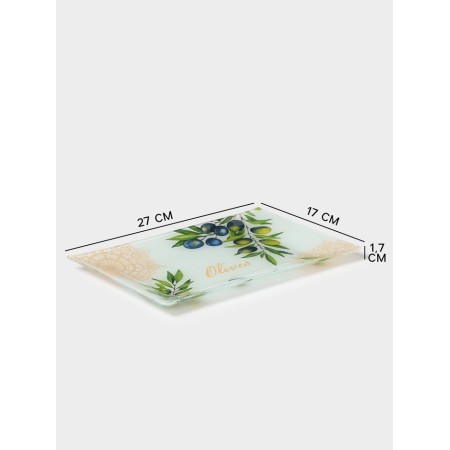 Serving share "Oliva", 27 × 17 × 1.7 cm, glass, pattern-1