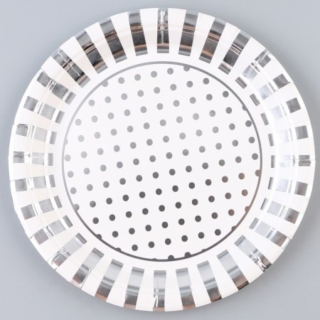 Paper plate "Peas", in the set 6 pcs., The color of silver