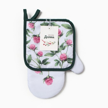 Kitchen "clover" mittens-output 20x27cm, severity 17x17cm 100% p/e-4