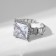 Ring "Jewelry" Square in rhinestones, white color in silver, dimensionless