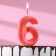 Candle in the Cake "Fine", number "6", red metallic, 6.5 cm