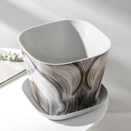 Pot with the pallet "Marble", 7.3 l, the color is light gray-1