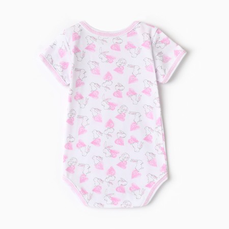 Body baby with short sleeve, white color/bunnies, height 74-4