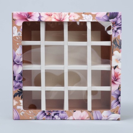 Box for sweets, confectionery packaging, 16 cells, “most tender” 17.7 x 17.7 x 3.8 cm-3