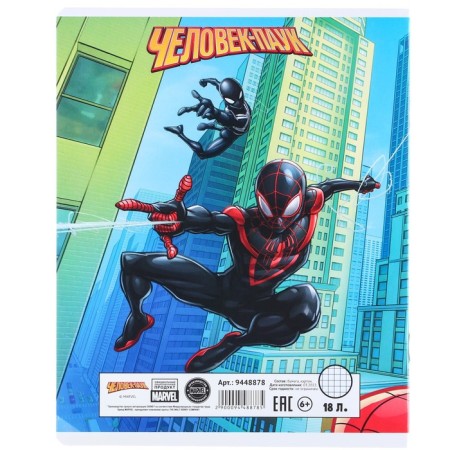 A notebook in a cage 18 sheets, 5 types of mix, cover coated cardboard, spider-man-12